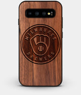 Best Custom Engraved Walnut Wood Milwaukee Brewers Galaxy S10 Case - Engraved In Nature