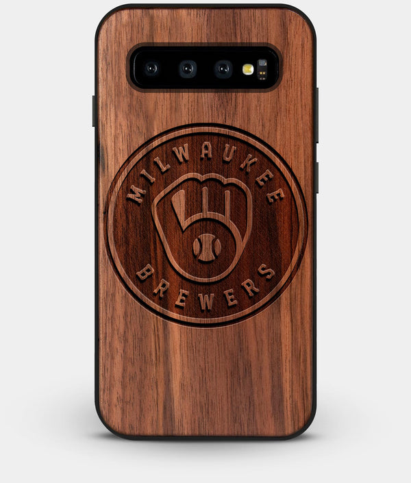 Best Custom Engraved Walnut Wood Milwaukee Brewers Galaxy S10 Plus Case - Engraved In Nature