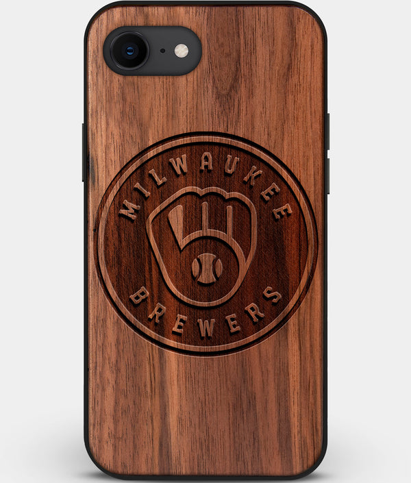 Best Custom Engraved Walnut Wood Milwaukee Brewers iPhone SE Case - Engraved In Nature