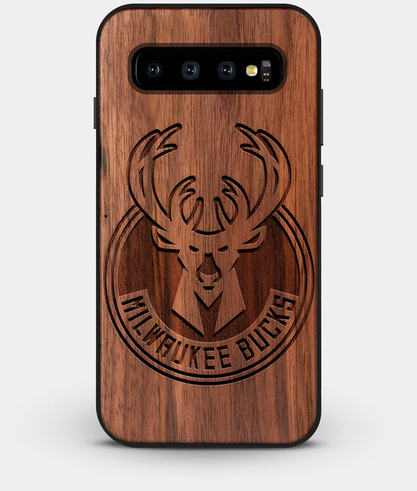 Best Custom Engraved Walnut Wood Milwaukee Bucks Galaxy S10 Case - Engraved In Nature
