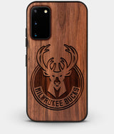 Best Custom Engraved Walnut Wood Milwaukee Bucks Galaxy S20 Case - Engraved In Nature