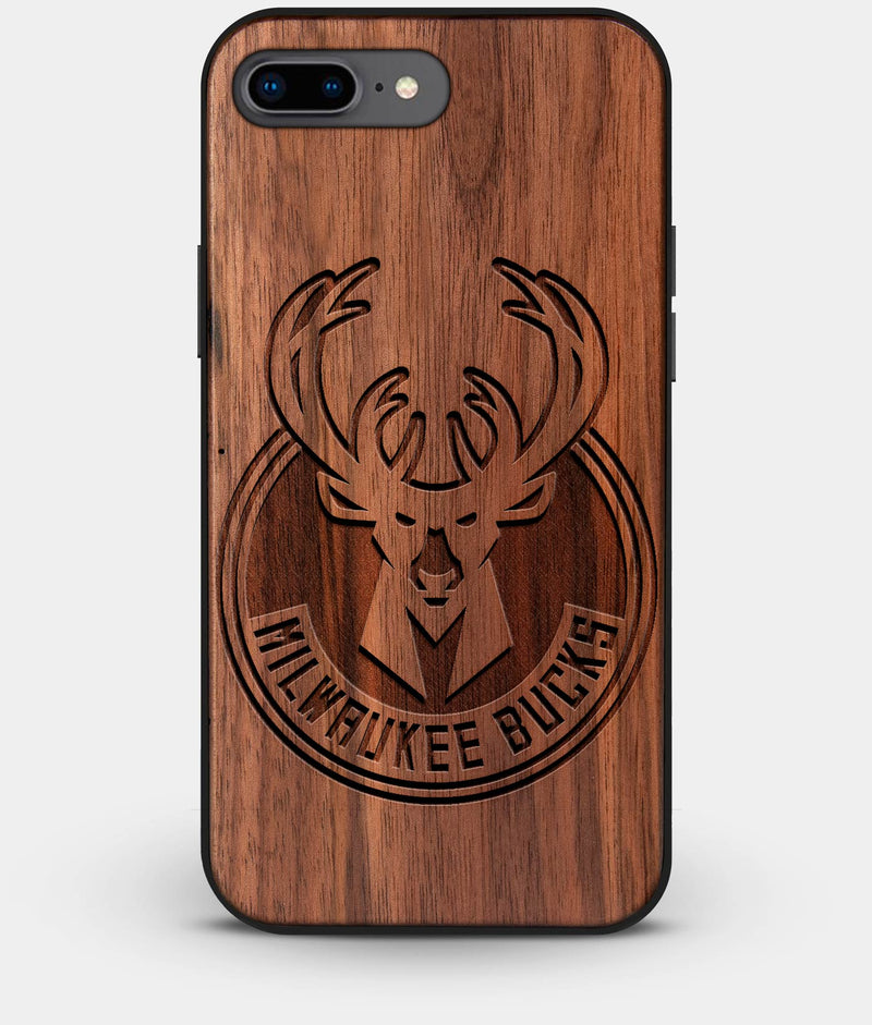 Best Custom Engraved Walnut Wood Milwaukee Bucks iPhone 8 Plus Case - Engraved In Nature