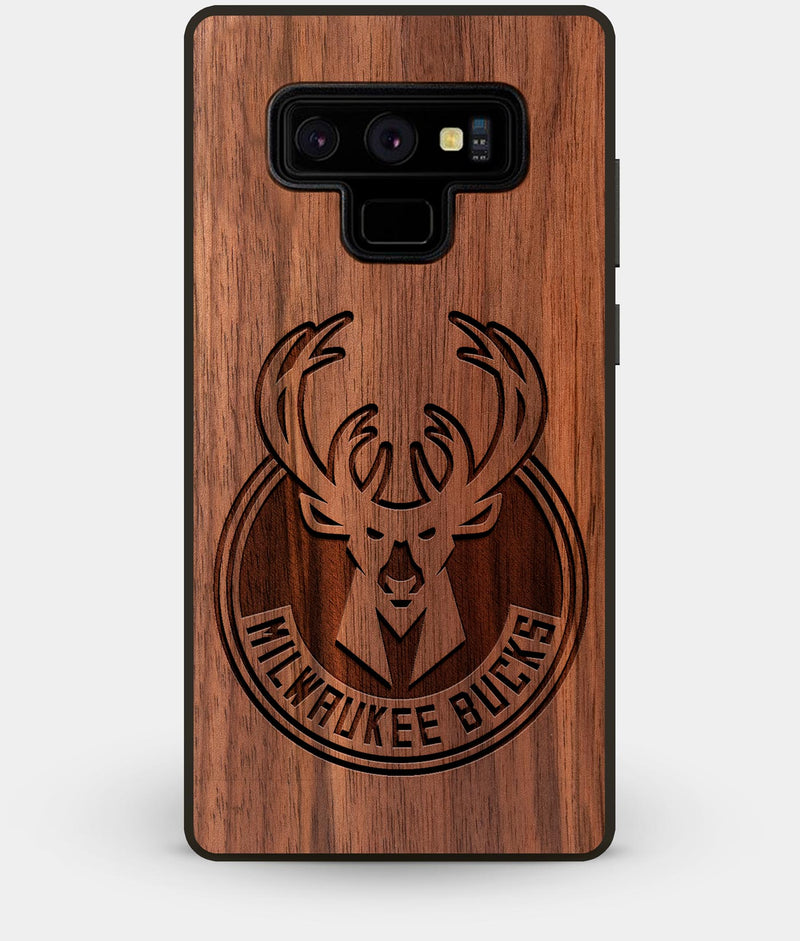 Best Custom Engraved Walnut Wood Milwaukee Bucks Note 9 Case - Engraved In Nature