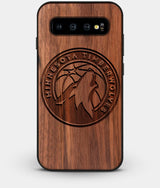 Best Custom Engraved Walnut Wood Minnesota Timberwolves Galaxy S10 Plus Case - Engraved In Nature