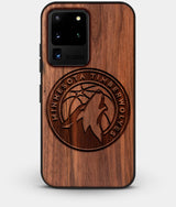 Best Custom Engraved Walnut Wood Minnesota Timberwolves Galaxy S20 Ultra Case - Engraved In Nature