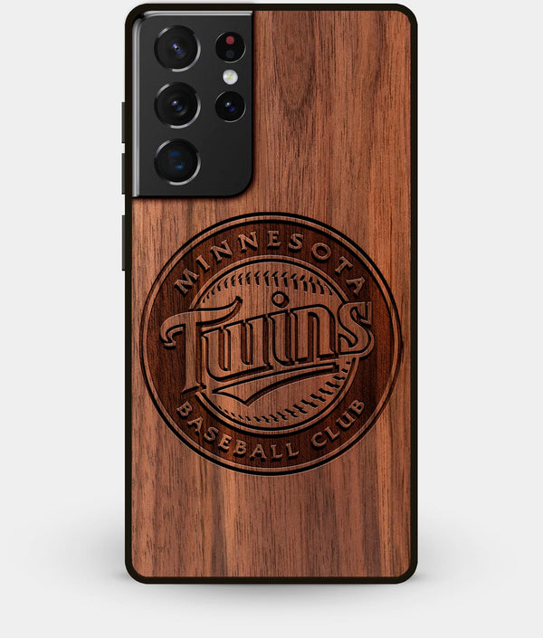 Best Walnut Wood Minnesota Twins Galaxy S21 Ultra Case - Custom Engraved Cover - Engraved In Nature
