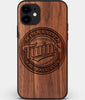 Custom Carved Wood Minnesota Twins iPhone 12 Mini Case | Personalized Walnut Wood Minnesota Twins Cover, Birthday Gift, Gifts For Him, Monogrammed Gift For Fan | by Engraved In Nature