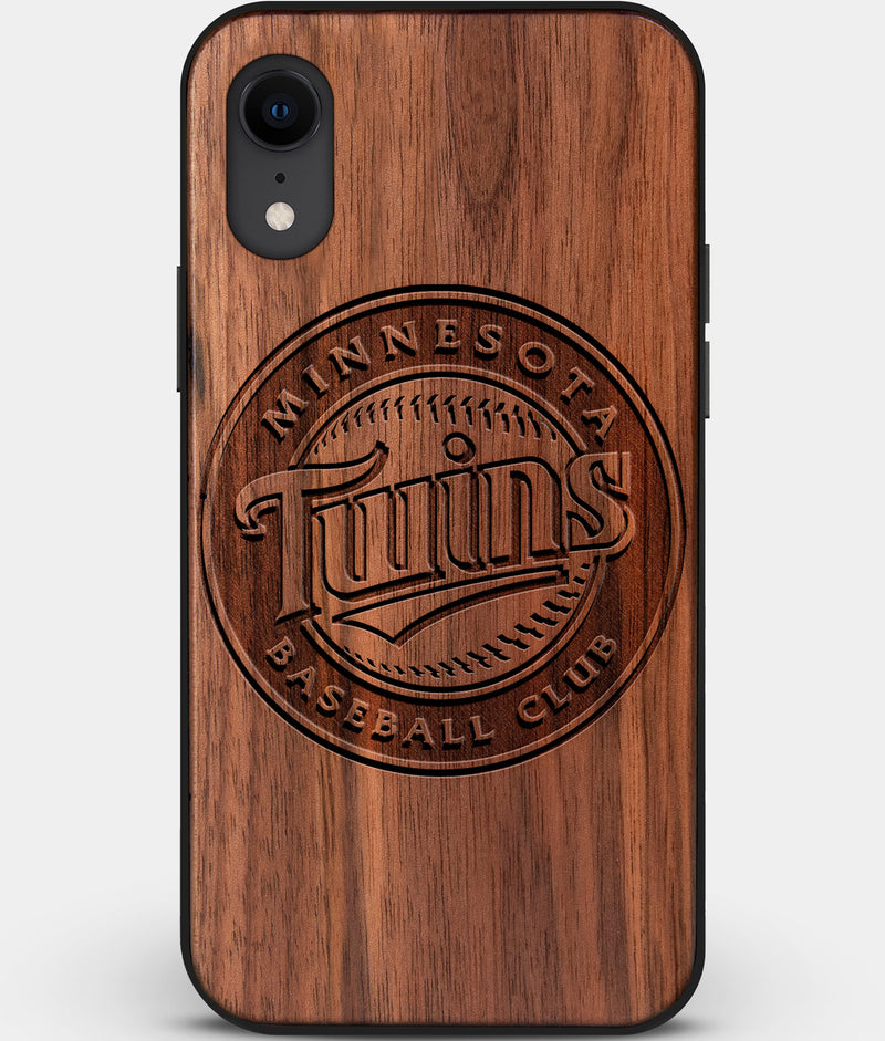 Custom Carved Wood Minnesota Twins iPhone XR Case | Personalized Walnut Wood Minnesota Twins Cover, Birthday Gift, Gifts For Him, Monogrammed Gift For Fan | by Engraved In Nature