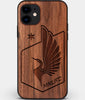 Custom Carved Wood Minnesota United FC iPhone 12 Case | Personalized Walnut Wood Minnesota United FC Cover, Birthday Gift, Gifts For Him, Monogrammed Gift For Fan | by Engraved In Nature