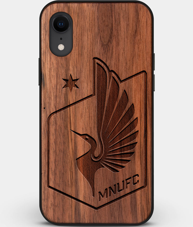 Custom Carved Wood Minnesota United FC iPhone XR Case | Personalized Walnut Wood Minnesota United FC Cover, Birthday Gift, Gifts For Him, Monogrammed Gift For Fan | by Engraved In Nature
