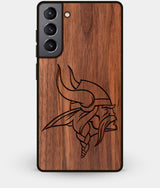 Best Walnut Wood Minnesota Vikings Galaxy S21 Case - Custom Engraved Cover - Engraved In Nature