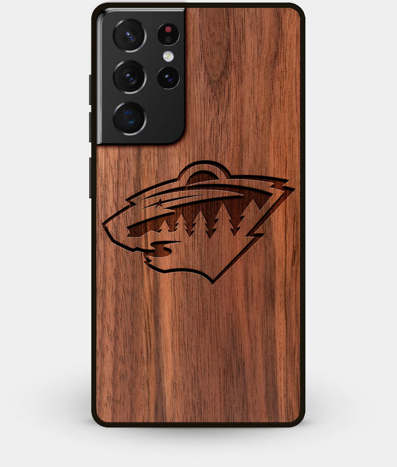 Best Walnut Wood Minnesota Wild Galaxy S21 Ultra Case - Custom Engraved Cover - Engraved In Nature