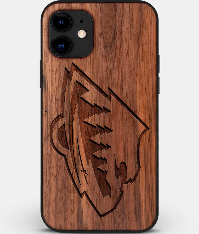 Custom Carved Wood Minnesota Wild iPhone 11 Case | Personalized Walnut Wood Minnesota Wild Cover, Birthday Gift, Gifts For Him, Monogrammed Gift For Fan | by Engraved In Nature