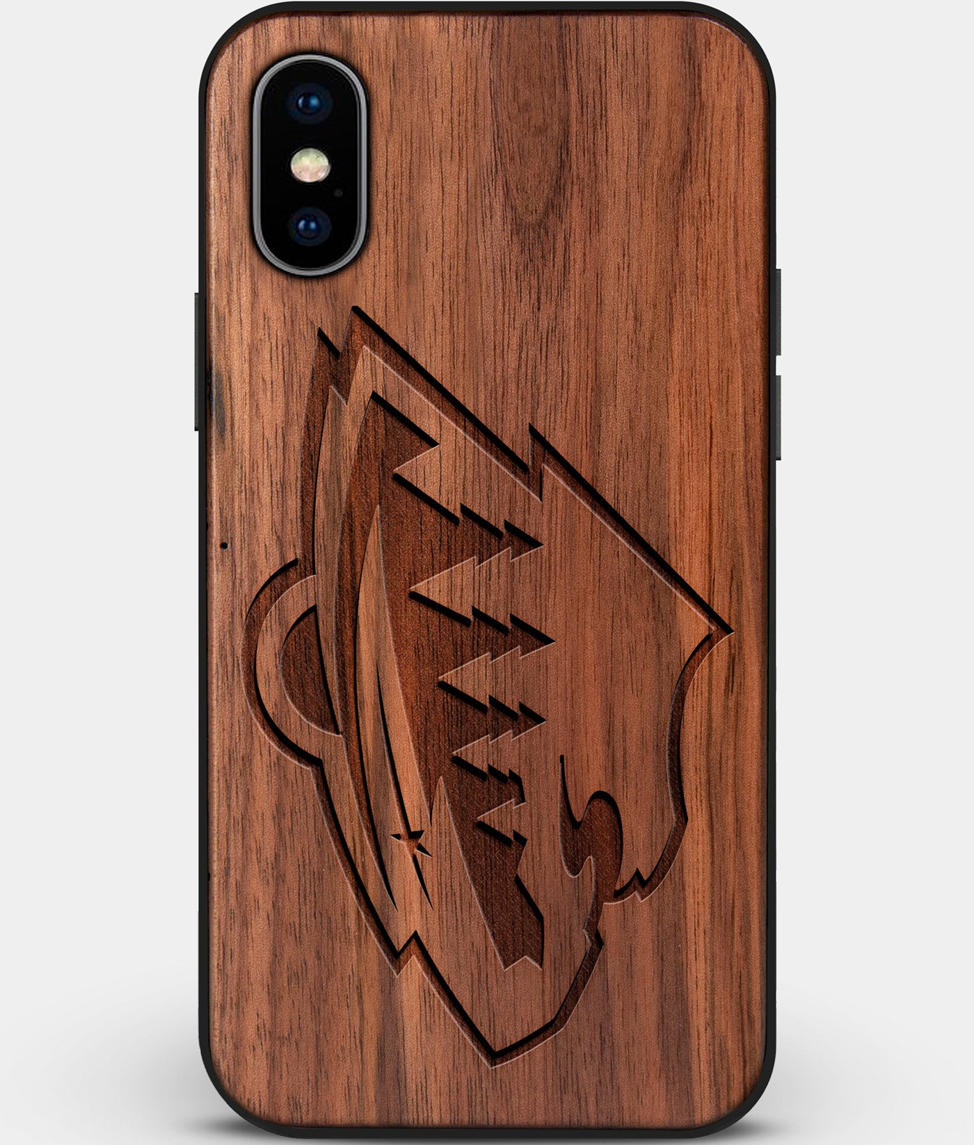 Custom Carved Wood Minnesota Wild iPhone X/XS Case | Personalized Walnut Wood Minnesota Wild Cover, Birthday Gift, Gifts For Him, Monogrammed Gift For Fan | by Engraved In Nature