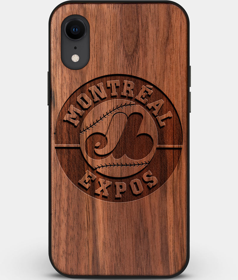 Custom Carved Wood Montreal Expos iPhone XR Case | Personalized Walnut Wood Montreal Expos Cover, Birthday Gift, Gifts For Him, Monogrammed Gift For Fan | by Engraved In Nature