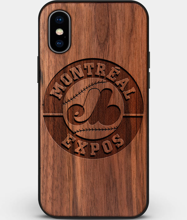 Custom Carved Wood Montreal Expos iPhone X/XS Case | Personalized Walnut Wood Montreal Expos Cover, Birthday Gift, Gifts For Him, Monogrammed Gift For Fan | by Engraved In Nature
