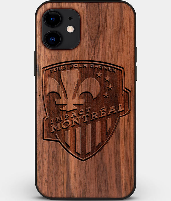 Custom Carved Wood Montreal Impact iPhone 12 Case | Personalized Walnut Wood Montreal Impact Cover, Birthday Gift, Gifts For Him, Monogrammed Gift For Fan | by Engraved In Nature