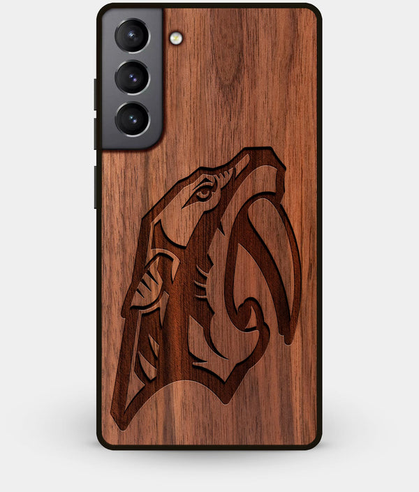 Best Walnut Wood Nashville Predators Galaxy S21 Case - Custom Engraved Cover - Engraved In Nature