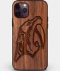 Custom Carved Wood Nashville Predators iPhone 11 Pro Case | Personalized Walnut Wood Nashville Predators Cover, Birthday Gift, Gifts For Him, Monogrammed Gift For Fan | by Engraved In Nature