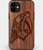 Custom Carved Wood Nashville Predators iPhone 12 Case | Personalized Walnut Wood Nashville Predators Cover, Birthday Gift, Gifts For Him, Monogrammed Gift For Fan | by Engraved In Nature