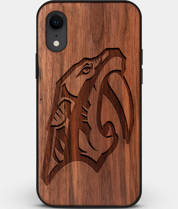 Custom Carved Wood Nashville Predators iPhone XR Case | Personalized Walnut Wood Nashville Predators Cover, Birthday Gift, Gifts For Him, Monogrammed Gift For Fan | by Engraved In Nature