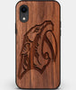 Custom Carved Wood Nashville Predators iPhone XR Case | Personalized Walnut Wood Nashville Predators Cover, Birthday Gift, Gifts For Him, Monogrammed Gift For Fan | by Engraved In Nature