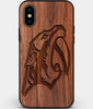 Custom Carved Wood Nashville Predators iPhone X/XS Case | Personalized Walnut Wood Nashville Predators Cover, Birthday Gift, Gifts For Him, Monogrammed Gift For Fan | by Engraved In Nature