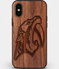 Custom Carved Wood Nashville Predators iPhone XS Max Case | Personalized Walnut Wood Nashville Predators Cover, Birthday Gift, Gifts For Him, Monogrammed Gift For Fan | by Engraved In Nature