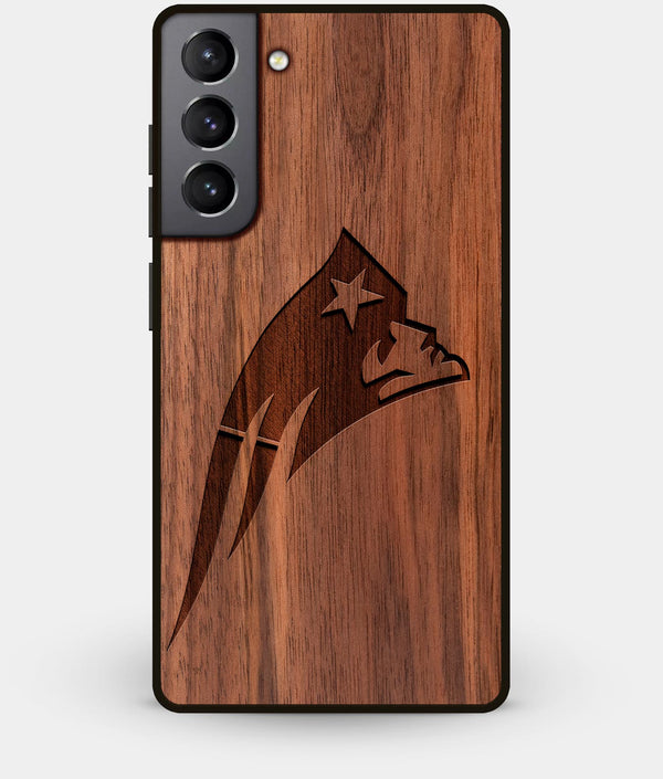 Best Walnut Wood New England Patriots Galaxy S21 Case - Custom Engraved Cover - Engraved In Nature