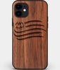 Custom Carved Wood New England Revolution iPhone 12 Case | Personalized Walnut Wood New England Revolution Cover, Birthday Gift, Gifts For Him, Monogrammed Gift For Fan | by Engraved In Nature
