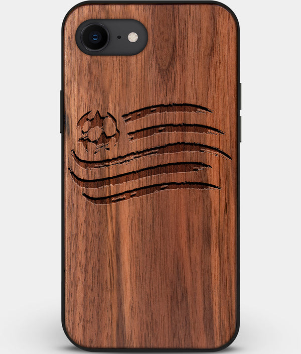 Best Custom Engraved Walnut Wood New England Revolution iPhone SE Case - Engraved In Nature