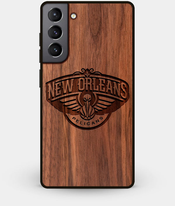 Best Walnut Wood New Orleans Pelicans Galaxy S21 Case - Custom Engraved Cover - Engraved In Nature