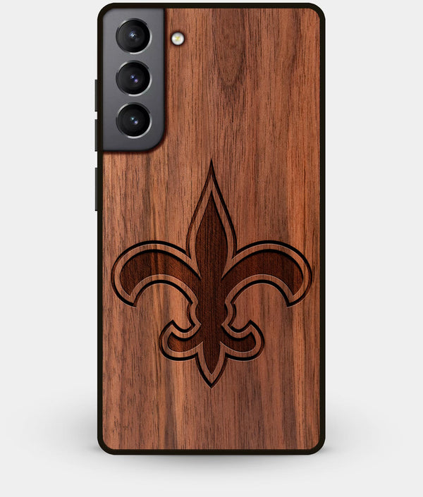 Best Walnut Wood New Orleans Saints Galaxy S21 Case - Custom Engraved Cover - Engraved In Nature