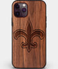 Custom Carved Wood New Orleans Saints iPhone 11 Pro Max Case | Personalized Walnut Wood New Orleans Saints Cover, Birthday Gift, Gifts For Him, Monogrammed Gift For Fan | by Engraved In Nature