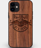 Custom Carved Wood New York City Red Bulls iPhone 12 Case | Personalized Walnut Wood New York City Red Bulls Cover, Birthday Gift, Gifts For Him, Monogrammed Gift For Fan | by Engraved In Nature