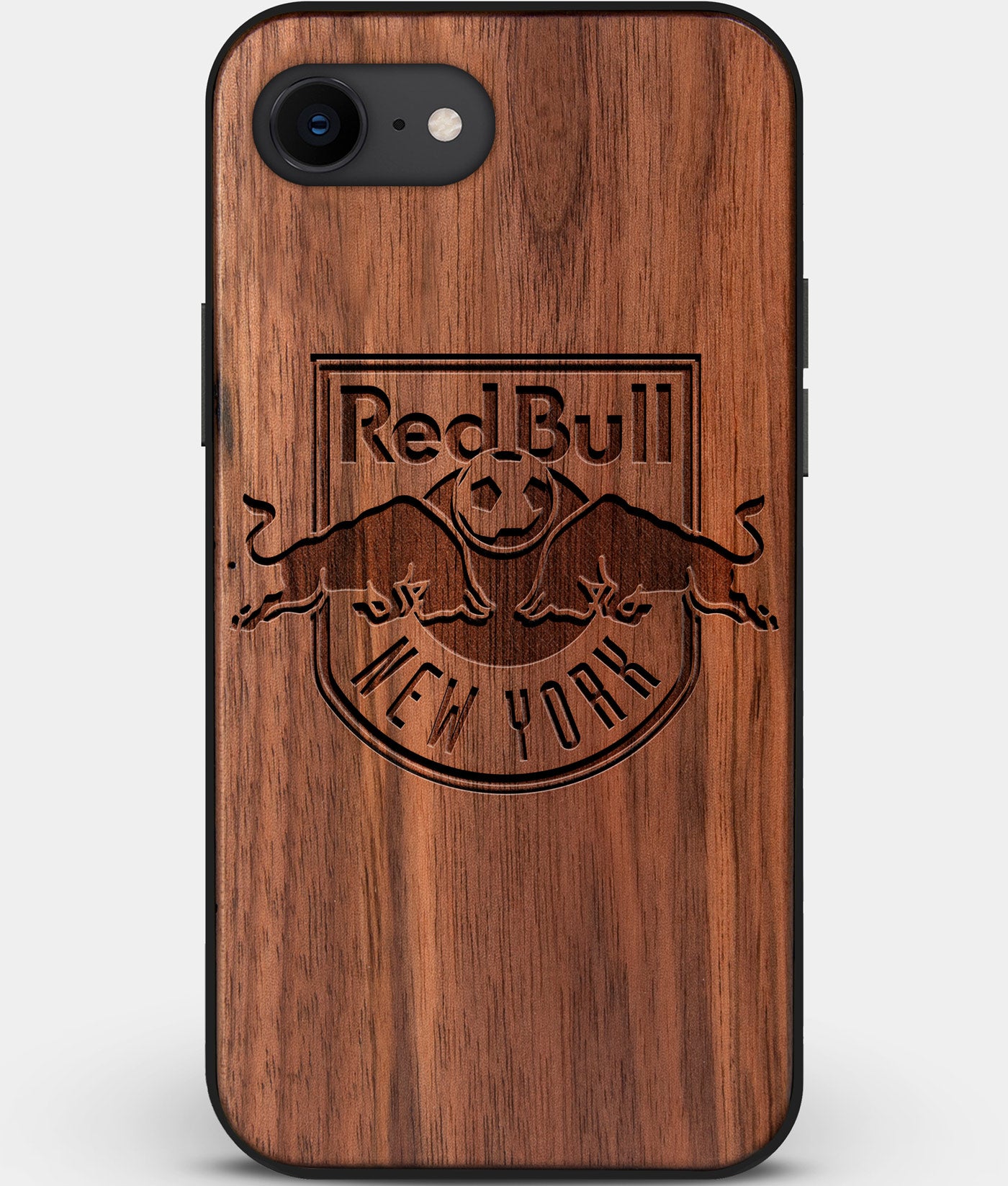 Best Custom Engraved Walnut Wood New York City Red Bulls iPhone SE Case - Engraved In Nature