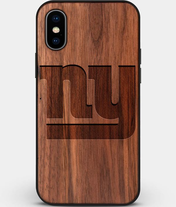 Custom Carved Wood New York Giants iPhone X/XS Case | Personalized Walnut Wood New York Giants Cover, Birthday Gift, Gifts For Him, Monogrammed Gift For Fan | by Engraved In Nature