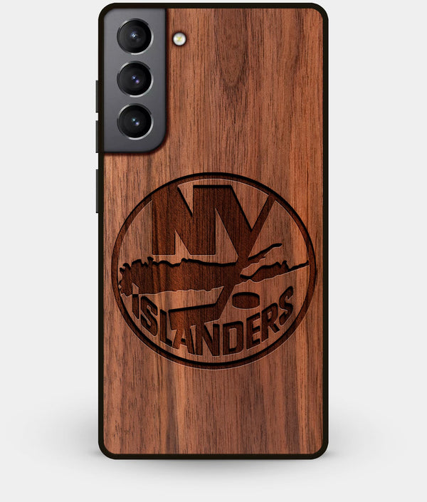 Best Walnut Wood New York Islanders Galaxy S21 Case - Custom Engraved Cover - Engraved In Nature