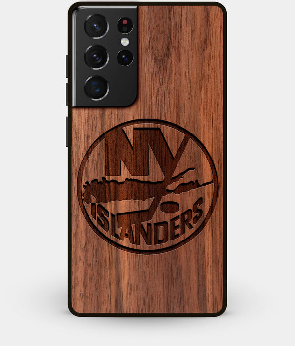 Best Walnut Wood New York Islanders Galaxy S21 Ultra Case - Custom Engraved Cover - Engraved In Nature