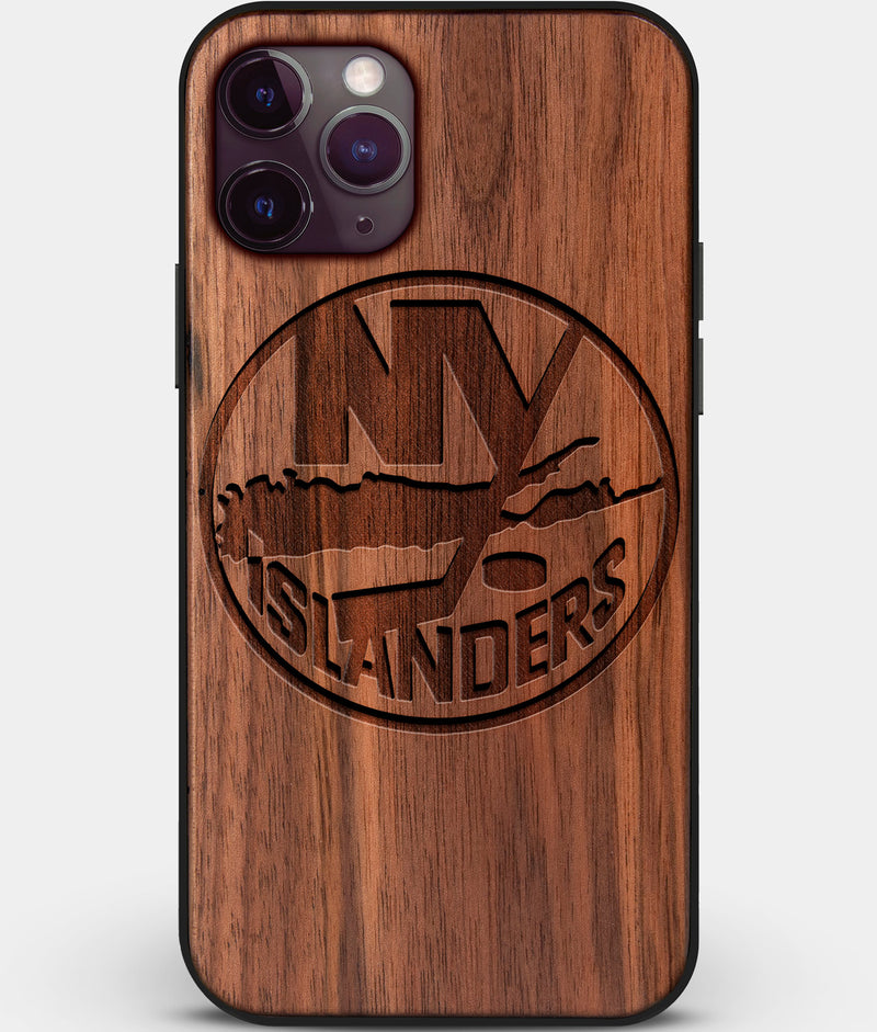 Custom Carved Wood New York Islanders iPhone 11 Pro Case | Personalized Walnut Wood New York Islanders Cover, Birthday Gift, Gifts For Him, Monogrammed Gift For Fan | by Engraved In Nature