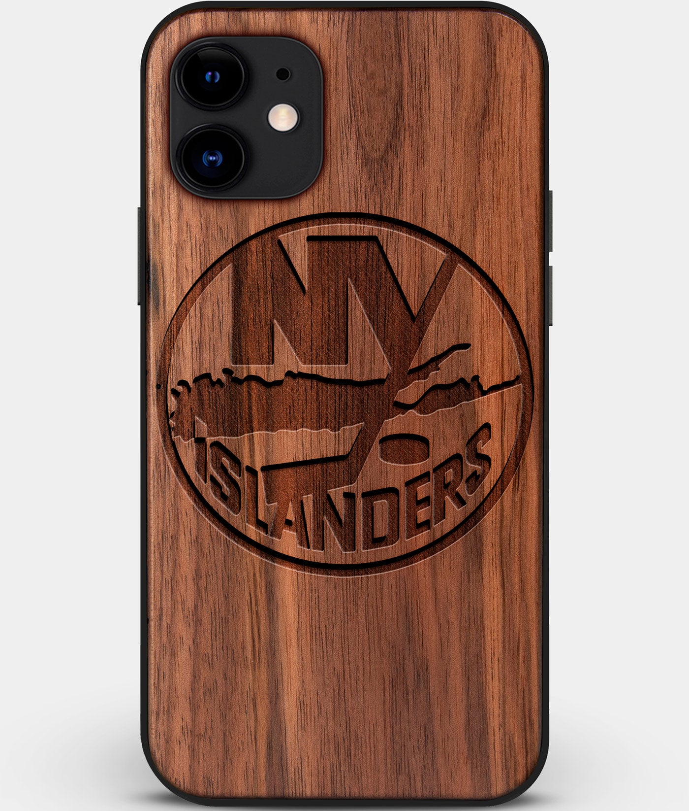Custom Carved Wood New York Islanders iPhone 12 Mini Case | Personalized Walnut Wood New York Islanders Cover, Birthday Gift, Gifts For Him, Monogrammed Gift For Fan | by Engraved In Nature