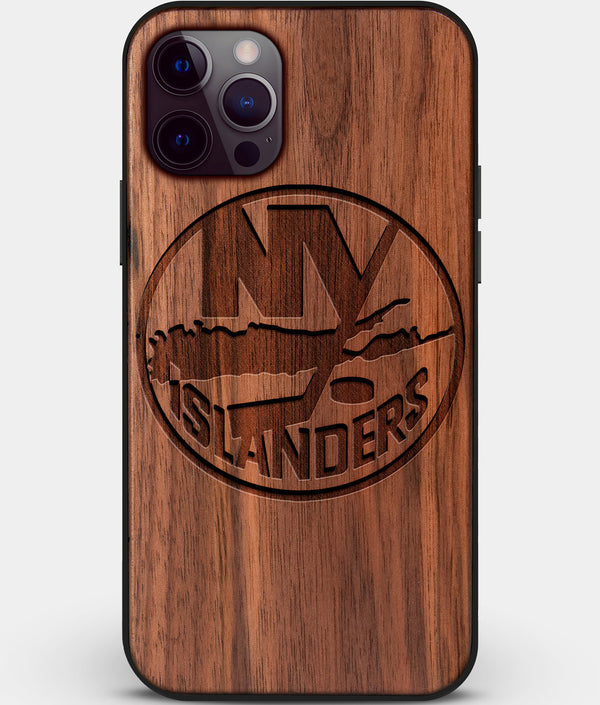 Custom Carved Wood New York Islanders iPhone 12 Pro Case | Personalized Walnut Wood New York Islanders Cover, Birthday Gift, Gifts For Him, Monogrammed Gift For Fan | by Engraved In Nature