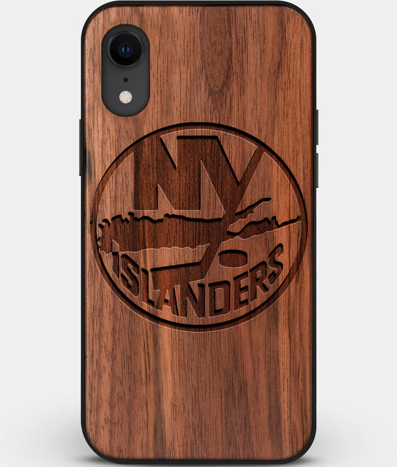 Custom Carved Wood New York Islanders iPhone XR Case | Personalized Walnut Wood New York Islanders Cover, Birthday Gift, Gifts For Him, Monogrammed Gift For Fan | by Engraved In Nature