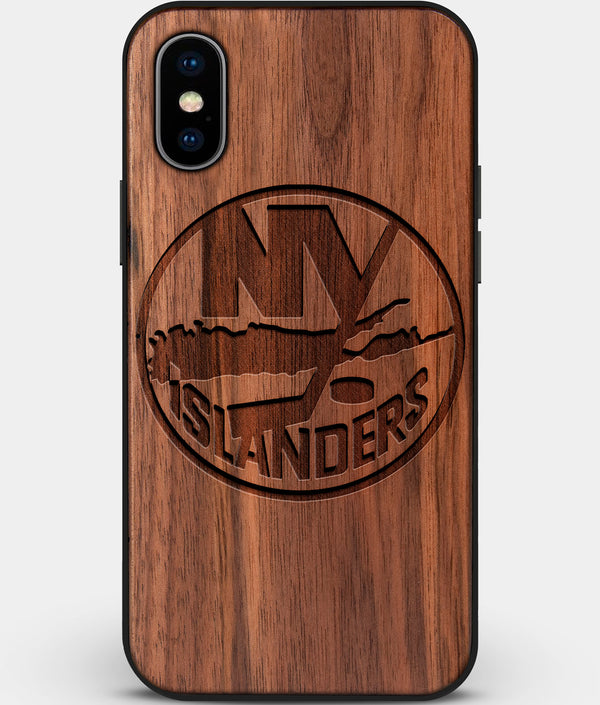 Custom Carved Wood New York Islanders iPhone XS Max Case | Personalized Walnut Wood New York Islanders Cover, Birthday Gift, Gifts For Him, Monogrammed Gift For Fan | by Engraved In Nature