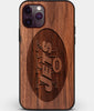 Custom Carved Wood New York Jets iPhone 11 Pro Case | Personalized Walnut Wood New York Jets Cover, Birthday Gift, Gifts For Him, Monogrammed Gift For Fan | by Engraved In Nature
