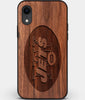Custom Carved Wood New York Jets iPhone XR Case | Personalized Walnut Wood New York Jets Cover, Birthday Gift, Gifts For Him, Monogrammed Gift For Fan | by Engraved In Nature