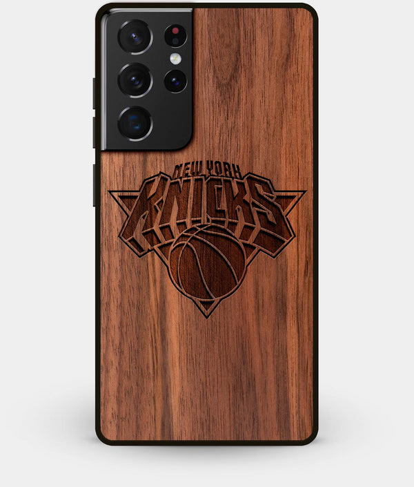 Best Walnut Wood New York Knicks Galaxy S21 Ultra Case - Custom Engraved Cover - Engraved In Nature