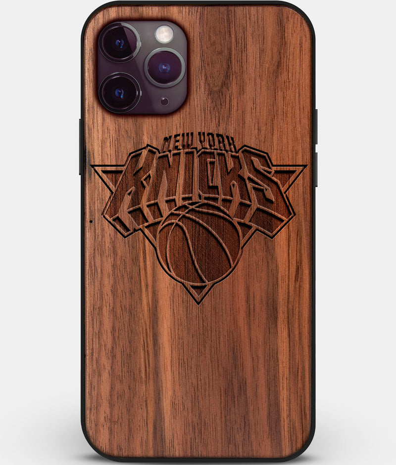 Custom Carved Wood New York Knicks iPhone 11 Pro Case | Personalized Walnut Wood New York Knicks Cover, Birthday Gift, Gifts For Him, Monogrammed Gift For Fan | by Engraved In Nature