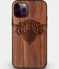 Custom Carved Wood New York Knicks iPhone 12 Pro Case | Personalized Walnut Wood New York Knicks Cover, Birthday Gift, Gifts For Him, Monogrammed Gift For Fan | by Engraved In Nature