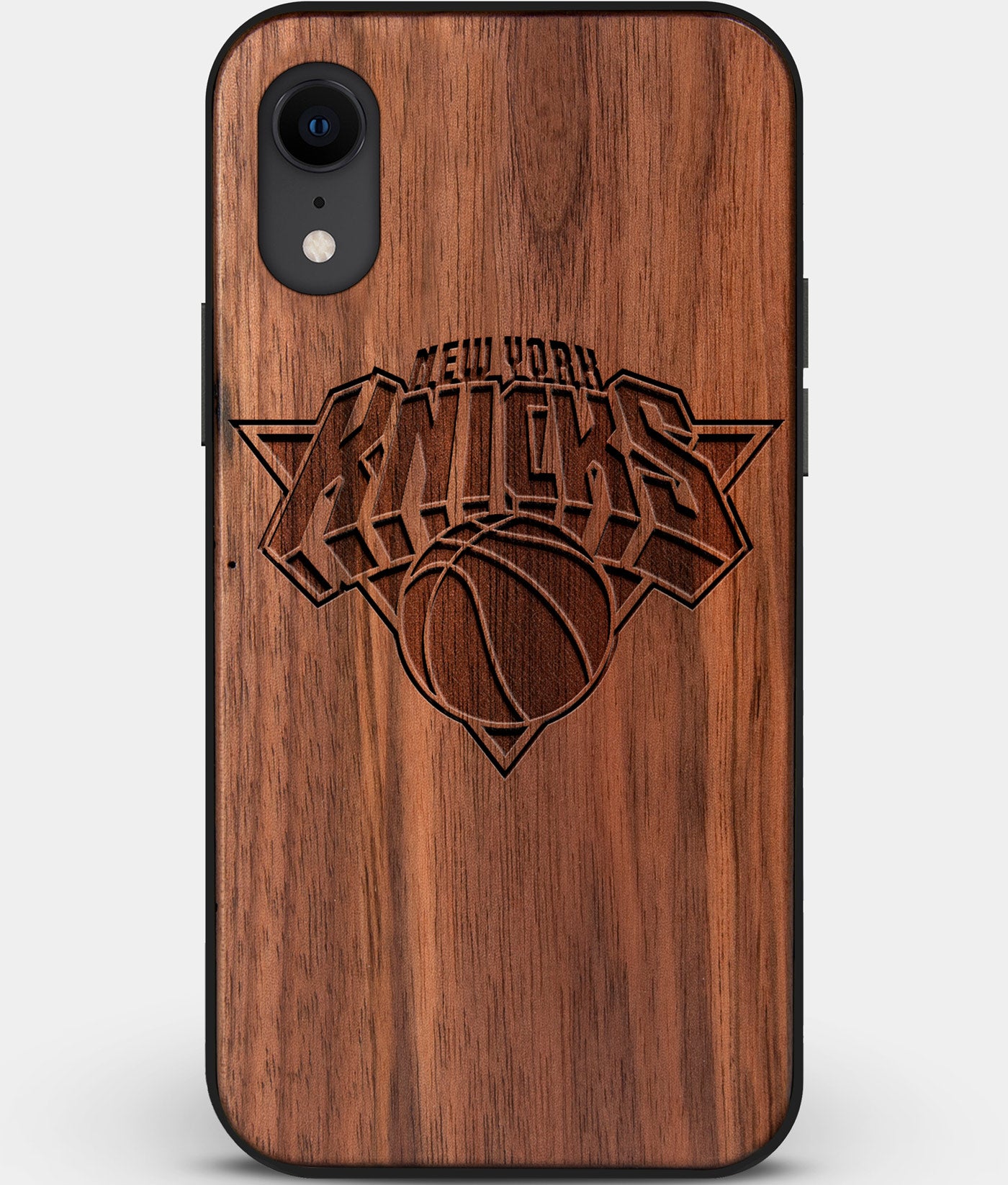 Custom Carved Wood New York Knicks iPhone XR Case | Personalized Walnut Wood New York Knicks Cover, Birthday Gift, Gifts For Him, Monogrammed Gift For Fan | by Engraved In Nature